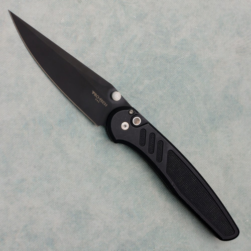 Pro-Tech Avalon Button Lock Knurled Battle Worn Black Handle DLC Blade CCKSS26.AVALON.2