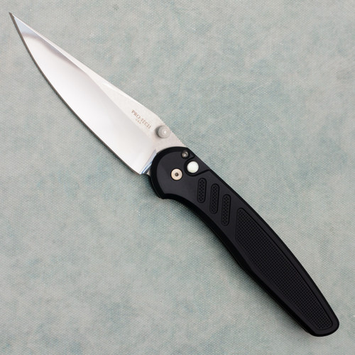 Pro-Tech Avalon Button Lock Knurled Black Handle Mike Irie Mirror Polished Blade Prototype 2026AVALONCUSTOM002