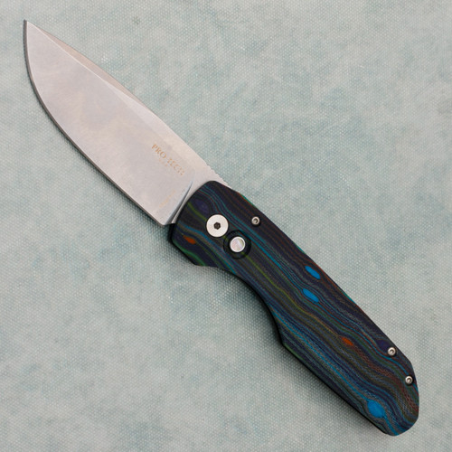 Pro-Tech Vero Synapse Black Aluminum Back Handle w/ Starry Night G-Carta Lid Stonewash Blade VERO1211-LTDSTARRYNIGHT