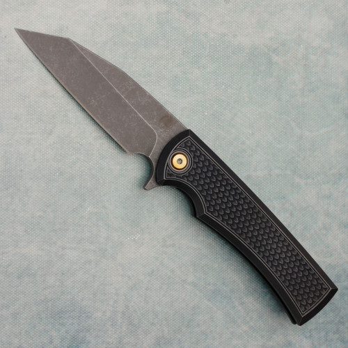 Chaves Knives Sangre Street Integral Wharncliffe Dragon Scale Black Titanium Handles Acidwash Blade
