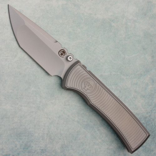 Chaves Knives Redencion 229 Integral Titanium Handles w/ Radiation Pattern Titanium Inlay Stonewash Tanto Blade