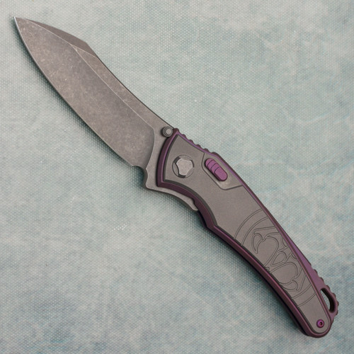 G&G Hawk Talon Hawk Lock w/Toggle Detent Light Purple Titanium Handle w/ Titanium Inlays Stonewash Blade AE CUSTOM SHOP