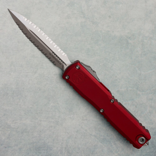 Microtech Ultratech Gen IV D/E Merlot Handle Stonewash Double Full Serrated 11224-D12MR