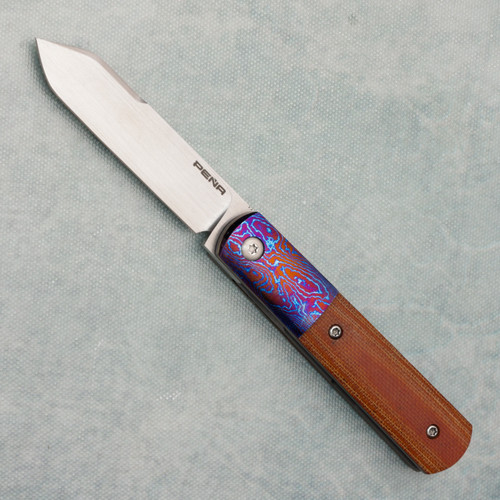 Enrique Pena Custom Spey Blade Liner Lock Micarta Handles w/ Timascus Bolsters Satin Blade