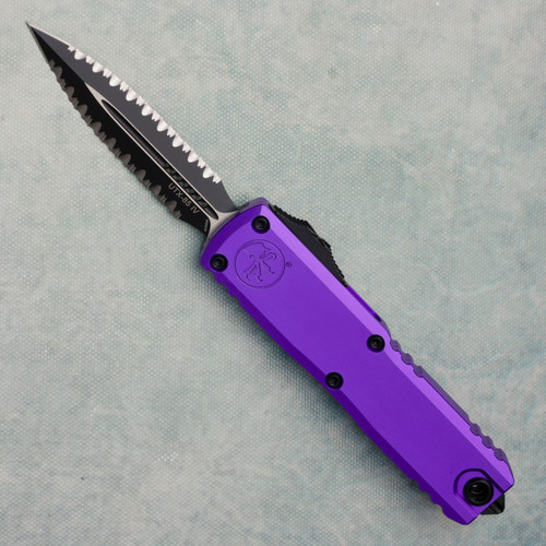 Microtech UTX-85 Gen IV D/E Purple Double Full Serrated Blade 12324-D3PU