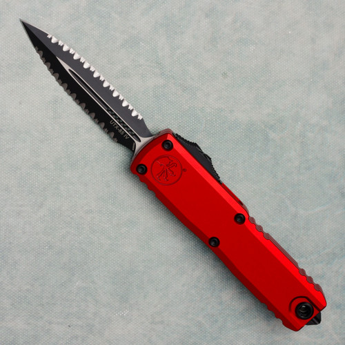 Microtech UTX-85 Gen IV D/E Red Double Full Serrated Blade 12324-D3RD