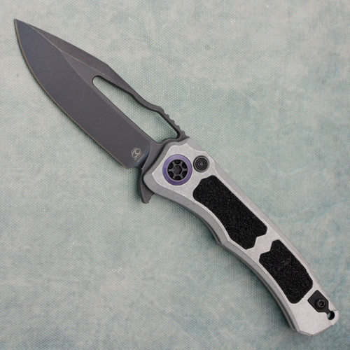 Heretic Knives Wraith V4 Manual Clip Point Blizzardworn Handle w/ Black Grip Tape Inlays Battle Black Standard H001-8A-BLZ