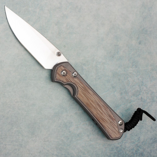 Chris Reeve Large Sebenza 31 Glass Blasted Titanium Frame Lock Folder Natural Canvas Micarta Inlay Polished CPM-MagnaCut Drop Point Blade L31-1242
