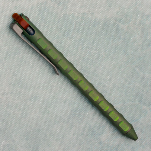 Maverick Customs Flipper Universal Pen Sculpted Green/Bronze Titanium w/ Butterscotch Flipper 85