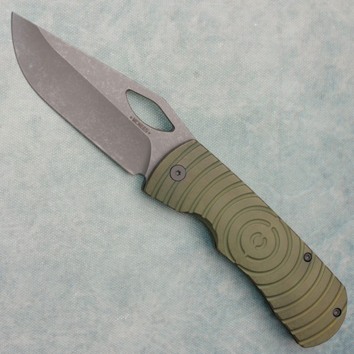 McNees Knives Dixon Frame Lock Green/Bronze Shockwave Titanium Handle Matte Stonewash Magnacut Blade