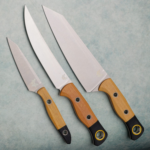 Benchmade 3 Piece Kitchen Knife Set Maple Valley Richlite Handles w/ Black G10 Bolsters Stonewash Blades 4005-02