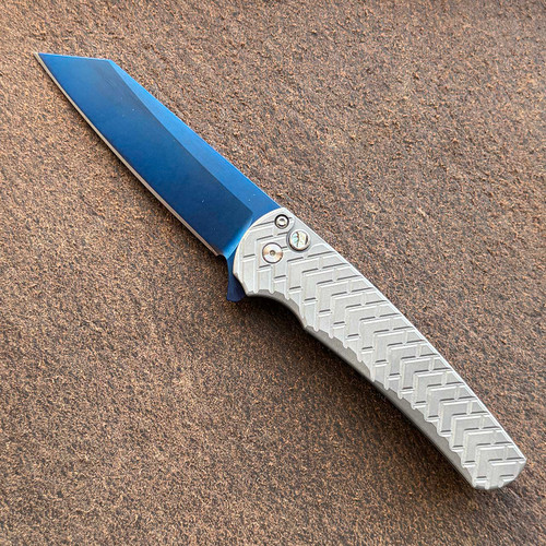 Pro-Tech Malibu Button Lock Flipper Reverse Tanto Tread Textured 17-4 Steel Handle Sapphire Blue MagnaCut Blade 2026MALIBUCUSTOM002