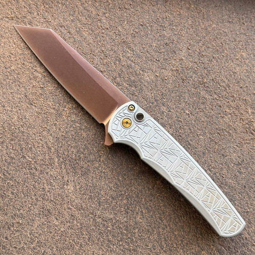 Pro-Tech Malibu Button Lock Flipper Reverse Tanto Nexus Textured 2-tone 17-4 Steel Handle Copper Rose PVD MagnaCut Blade 2026MALIBUCUSTOM003