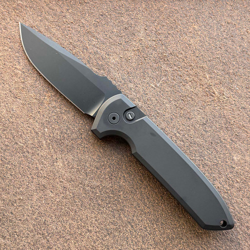 Pro-Tech Les George Rockeye Auto Operator Solid Black Handle DLC MagnaCut Blade Tritium Button Sterile LG3103-OP