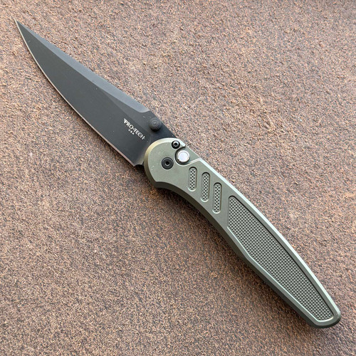Pro-Tech Avalon Button Lock Knurled Green Handle DLC Blade BST26.AVALON.1