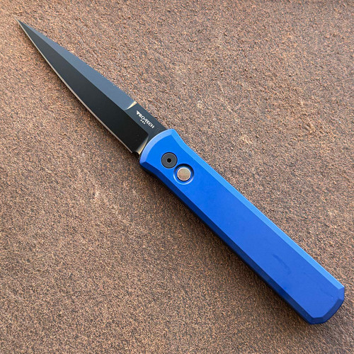 Pro-Tech Godfather Solid Blue Handle DLC Blade 921-LTDBLUE