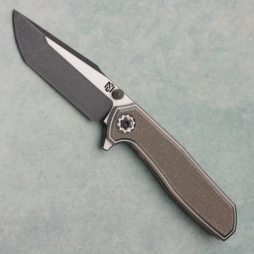 NCC Knives Ragnarok V7 Frame Lock Cracked Ice False Liner Large Chamfer Titanium Handles Acidwash w/ Satin Flats Harpoon Blade Zirc Accents