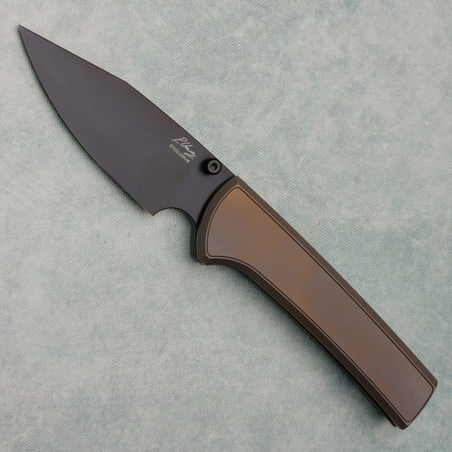 Chaves Knives Scapegoat 229 Integral Bronze Titanium Handles w/ Bronze Titanium Inlay Black PVD Chisel Ground Blade