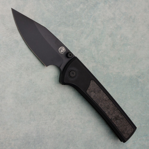 Chaves Knives Scapegoat Street Framelock S/E Black PVD Titanium Handle w/ Shred Carbon Fiber Inlays Black PVD M390 Blade YKWII