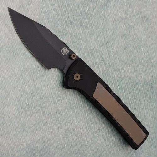 Chaves Knives Scapegoat Street Framelock S/E Black PVD Titanium Handle w/ Bronze Titanium Inlays Black PVD M390 Blade The Suit