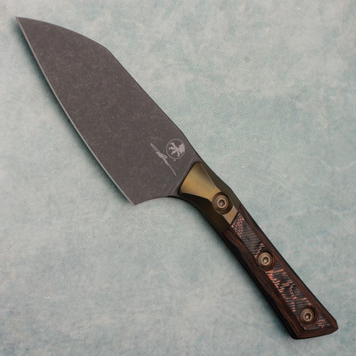 Microtech Santoku 4" Knife Livewire Carbon Fiber Handle w/ Bronze Titanium Bolster DLC Standard Blade 3300B-1DLCLWCFS