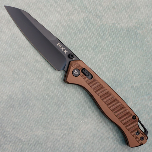 Buck 698 Ferrox Crossbar Lock Bronze Aluminum Handles Black Blade 14410