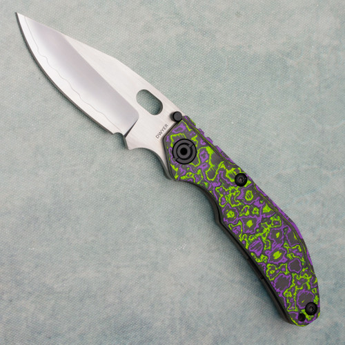 North Mountain Blade BBNM Frame Lock Purple/Green Carbon Fiber/Titanium Handles SLD-Magic Bowie Blade 2521-PRGR