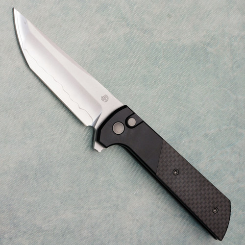North Mountain Blade Chop 2 Button Lock Black Aluminum Handles w/Carbon Fiber Inlays SLD-Magic Blade 2407-CF