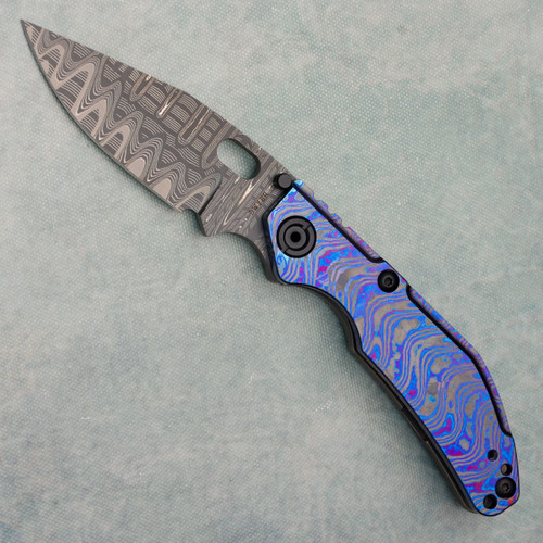 North Mountain Blade BBNM Custom Frame Lock ZircuTi/Titanium Handles Vegas Forge Damascus Bowie Blade 2
