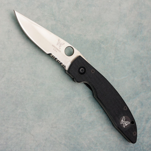 Benchmade Mini AFCK Liner Lock Black G10 Handle Satin ATS-34 Part Serrated Blade 812S (Pre-owned)