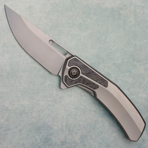 Tactile Knife Co. Archer Frame Lock Titanium Handle w/ Black Techno Carbon Inlay Tumbled MagnaCut Blade (Pre-owned)