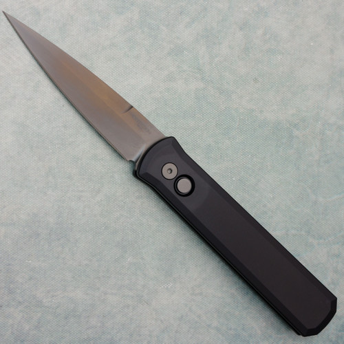 Pro-Tech Godfather Solid Black Handle Smoky Grey DLC Blade 921-SG