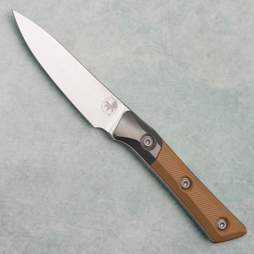 Microtech Paring Knife Coyote Tan G-10 Handle w/ Titanium Bolster Stonewash Standard Blade 3500B-10CE