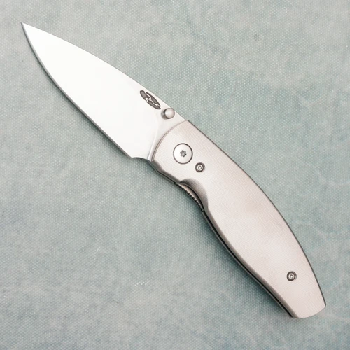 Three Rivers Manufacturing TRM Neutron 2 Liner Lock 3D Pinstripe Titanium Handles Stonewashed MagnaCut Blade