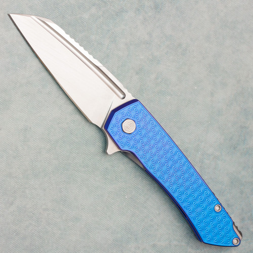 MachineWise Mojave Frame Lock Flipper Blurple Titanium Stars Texture Handle Stonewashed S90V Blade