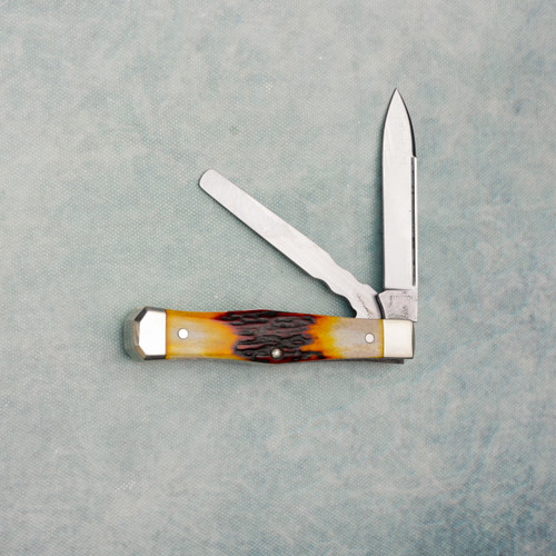 Napanoch Knife Co Mortician Genuine Amber Stag