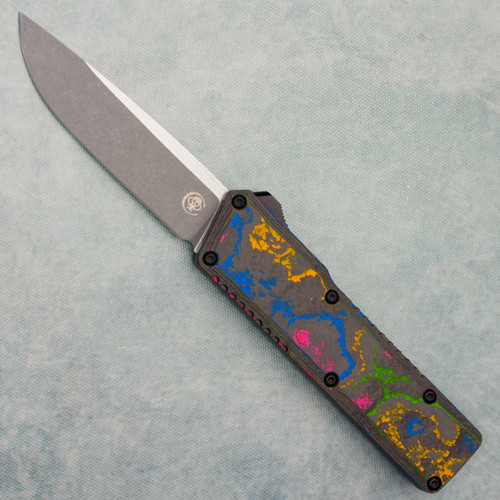 Chaves Knives Dissident OTF 80's Camo Carbon/Aluminum Handles 2-tone Dark Stonewash/Satin Flats Blade