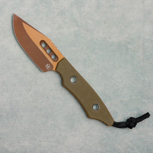 Heretic Knives Kobold Bowie Fixed Blade OD Green G10 Handle Bronze Standard Blade H065-7A-OD-G10