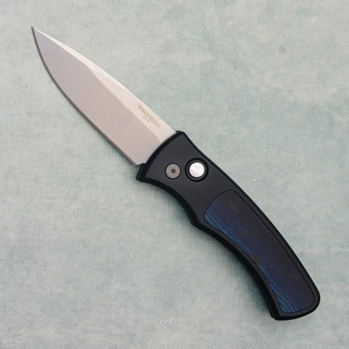 Pro-Tech Duke 2 Auto Black Aluminum Handles w/ Unique Micarta Inlay Stonewash MagnaCut Blade