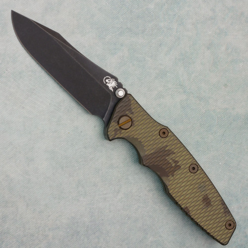 Hinderer Knives Eklipse 3.5" Spear Point Non Flipper Tri-Way Battle Green/Bronze Titanium Handle Battle Black MagnaCut Blade (Consignment)