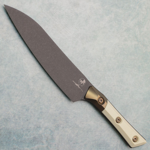 Microtech Utility Knife Ivory G-10 Handle w/ Bronzed Titanium Bolster DLC Standard Blade Signature Series 3400B-1DLCIVS