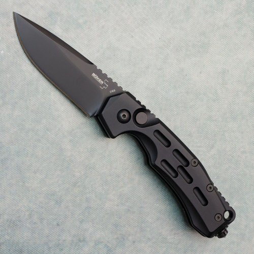 Boker Plus Thunder Storm Auto Black Milled Aluminum Handles Black Blade 01BO795N