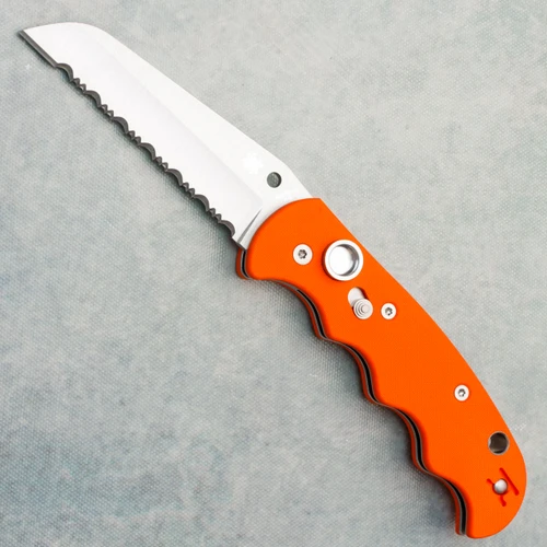 Spyderco Autonomy Auto Orange G-10 Handles Satin H2 Serrated Blade C165GSOR