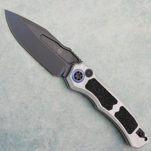 Heretic Knives Wraith V4 Auto Clip Point Blizzardworn Handle w/ Black Grip Tape Inlays Battle Black Blade H000-8A-BLZ (Pre-owned)