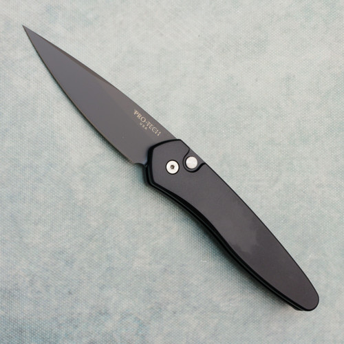 Pro-Tech Newport Solid Black Handle DLC Blade 3407 (Pre-owned)