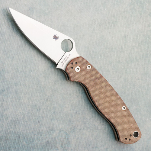 Spyderco Para Military 2 Brown Canvas Micarta Handle Satin CruWear Blade C81MPCW2 (Pre-owned)