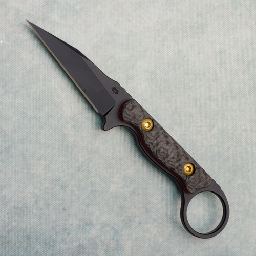 Toor Knives Heavy Metal Jank Shank Fixed Blade Carbon Fiber Handle with Pinky Ring Black Blade (Pre-owned)