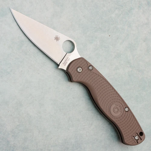 Spyderco Para Military 2 Lightweight Compression Lock Brown FRN Handle Stonewash 15V Blade Sprint Run C81PBN15V2