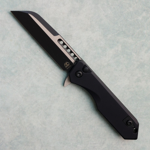 Heretic Knives Jinn Manual Button Lock Black Handle Two-Tone Black Tactical Magnacut Blade H213-10A-T