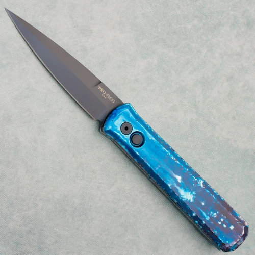 Pro-Tech Godfather Blue Ink Handle DLC Blade 921-INKBLUE (Pre-owned)
